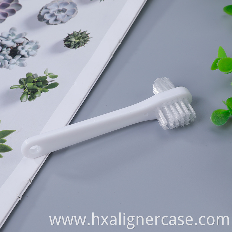 Small Short Handle double-end hard nylon bristle Dental denture brush